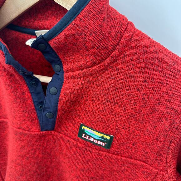 L.L. Bean Kid's Red Navy T Snap Sweater Fleece Pullover // L 14-16 - Picture 5 of 10